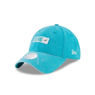 Blue Miami Dolphins Hat - New Era NFL Rugged Tag 9TWENTY Adjustable Caps USA0572384